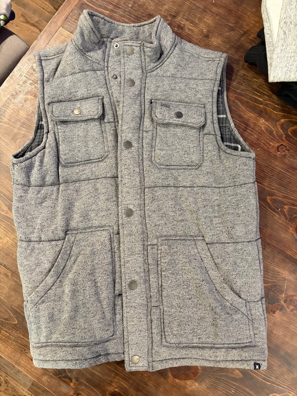 Hurley Gray Quilted Vest with Patch Pockets